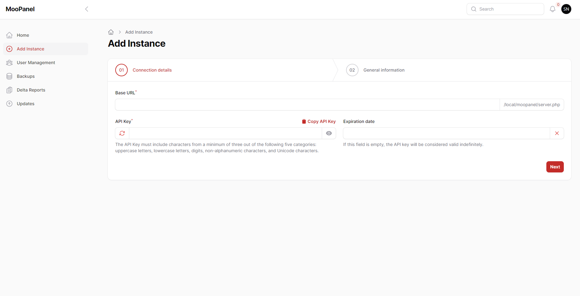 Moo panel instance